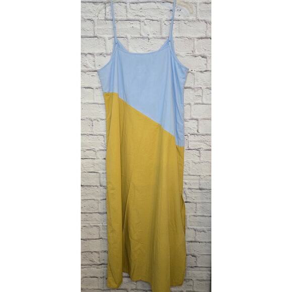 Wishlist blue yellow Colorblock boho midi cotton slip Sundress large. - Picture 5 of 10